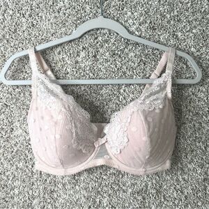 Adore Me Bra Womens 32DDD Amalee Light Pink Floral Lace Underwire Padded Push Up